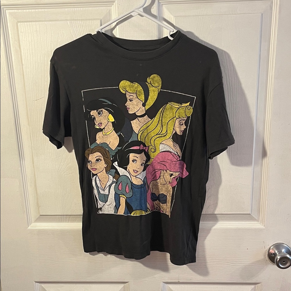 Disney Black Tee with Princess Graphics